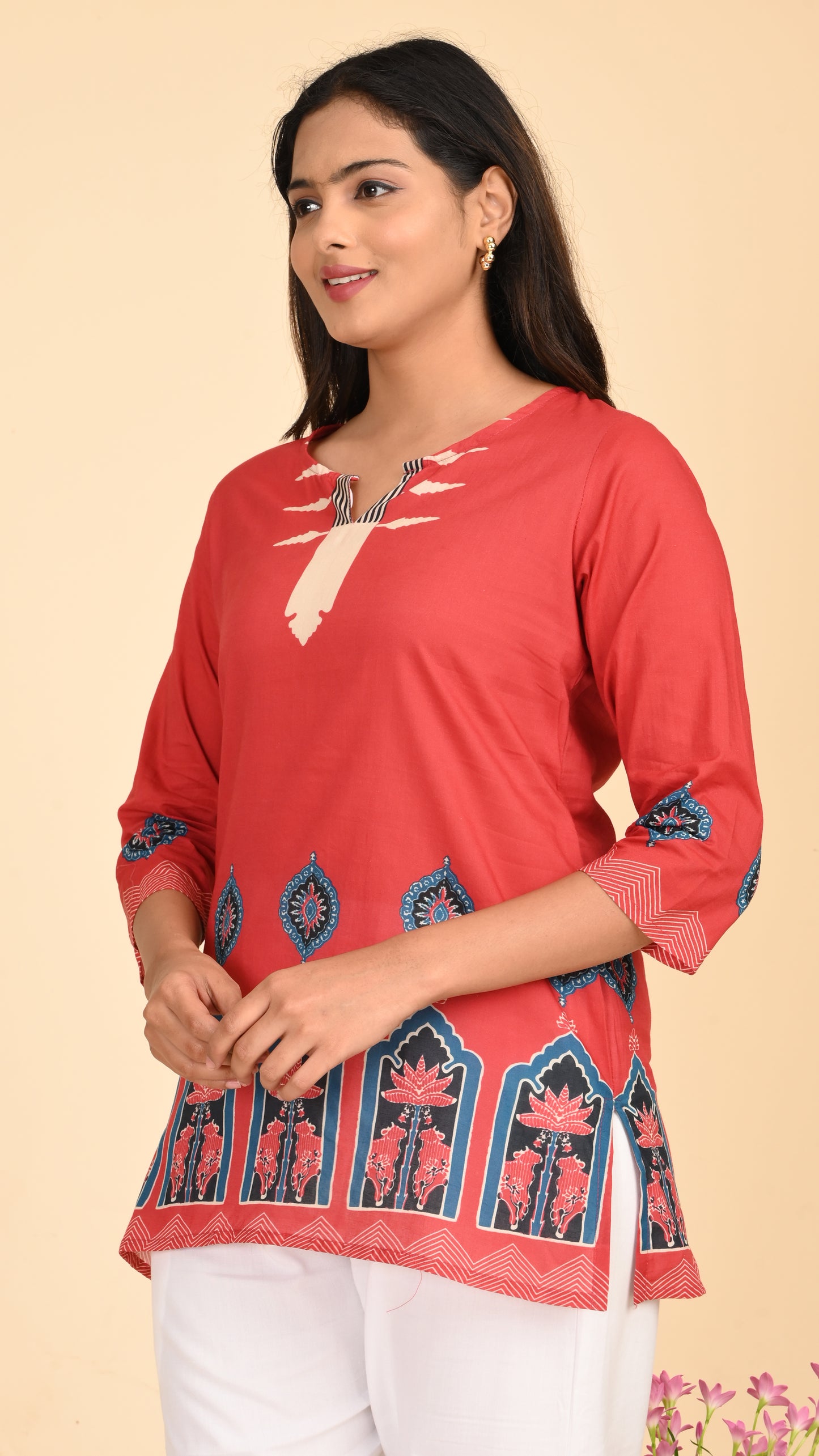 Kashvi Crimson Charm Short Kurti Top