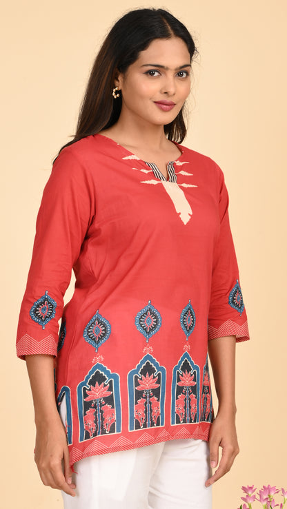 Kashvi Crimson Charm Short Kurti Top
