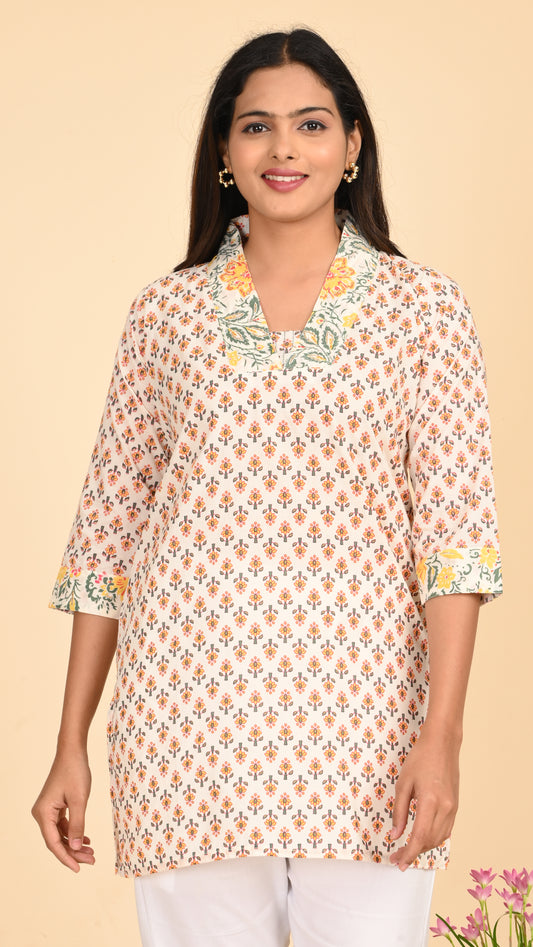 Charvi Blossom Mist Short Kurti Top