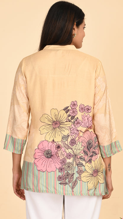 Aira Bloomscape Stripe Short Kurti Top