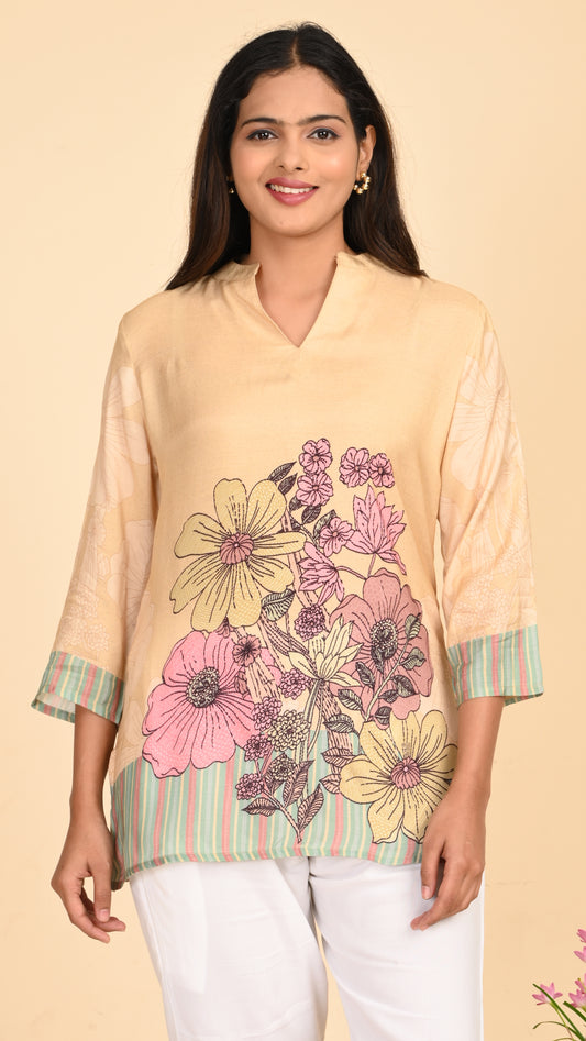 Aira Bloomscape Stripe Short Kurti Top