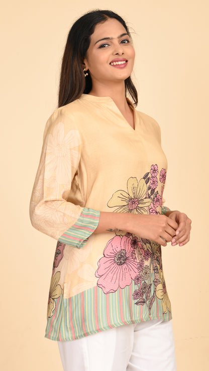 Aira Bloomscape Stripe Short Kurti Top