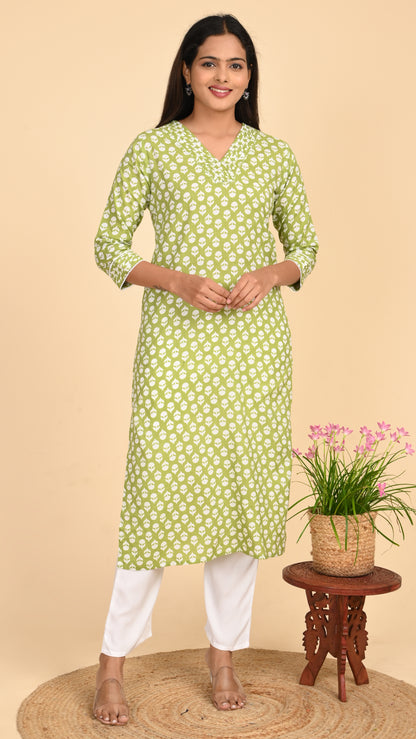 Sitara Lime Leaf Straight Kurti