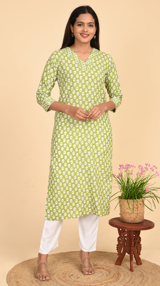 Sitara Lime Leaf Straight Kurti