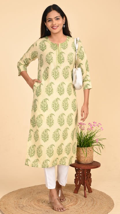 Vasvi Pistachio Bagh Straight Kurti