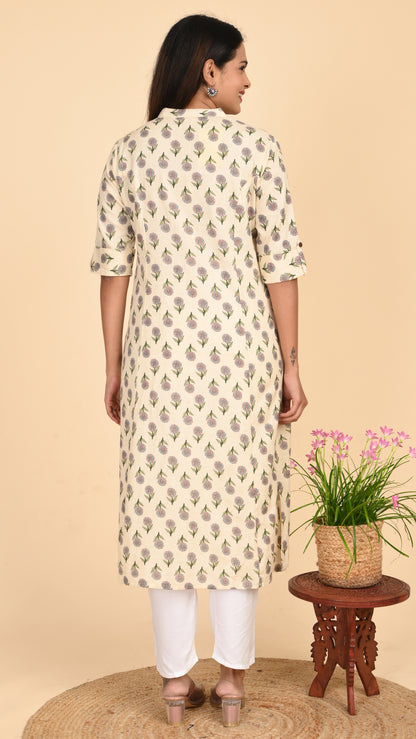 Nayana Ivory Bloom Shirt-Style Kurti