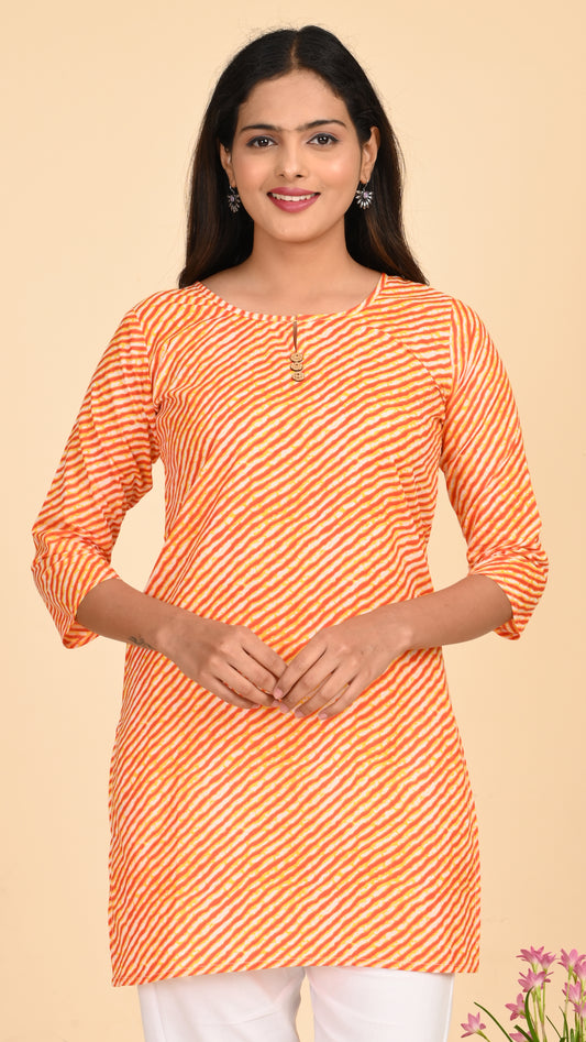 Ira Tangerine Twist Short Kurti Top