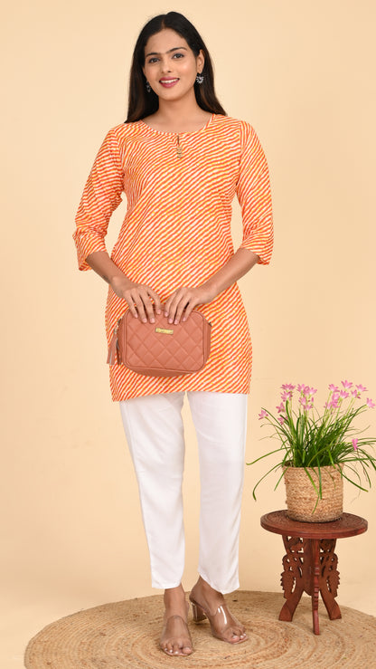 Ira Tangerine Twist Short Kurti Top