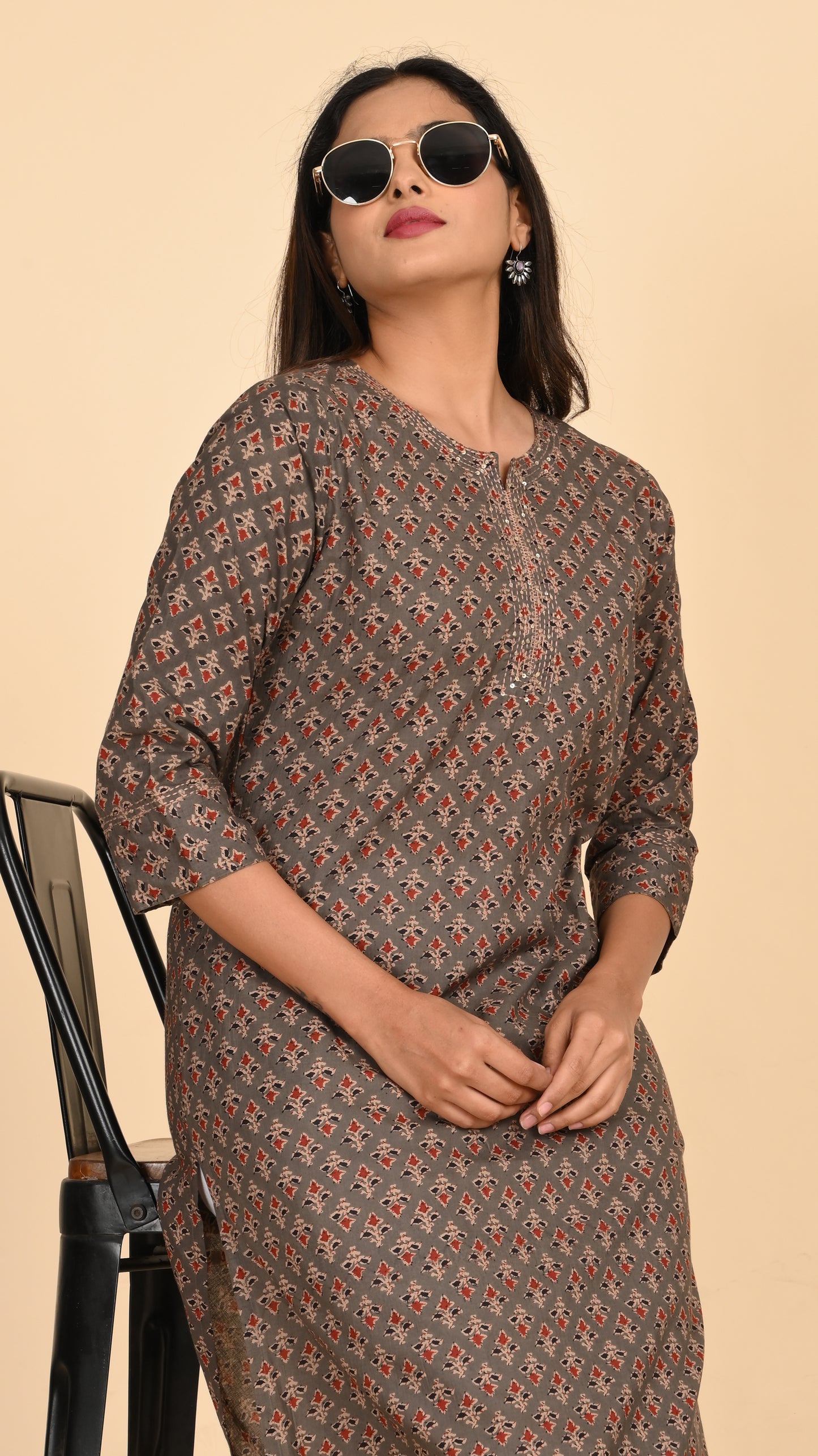 Reva Earth Brown Straight Kurti