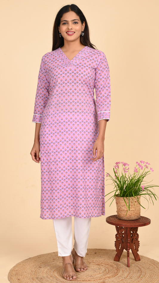Varnika Lilac Buti Straight Kurti