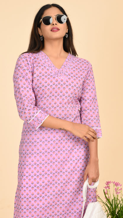 Varnika Lilac Buti Straight Kurti