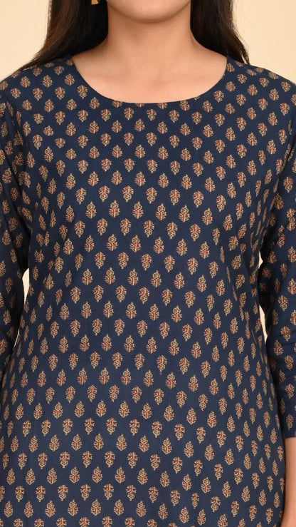 Ishya Indigo Motif Straight Kurti