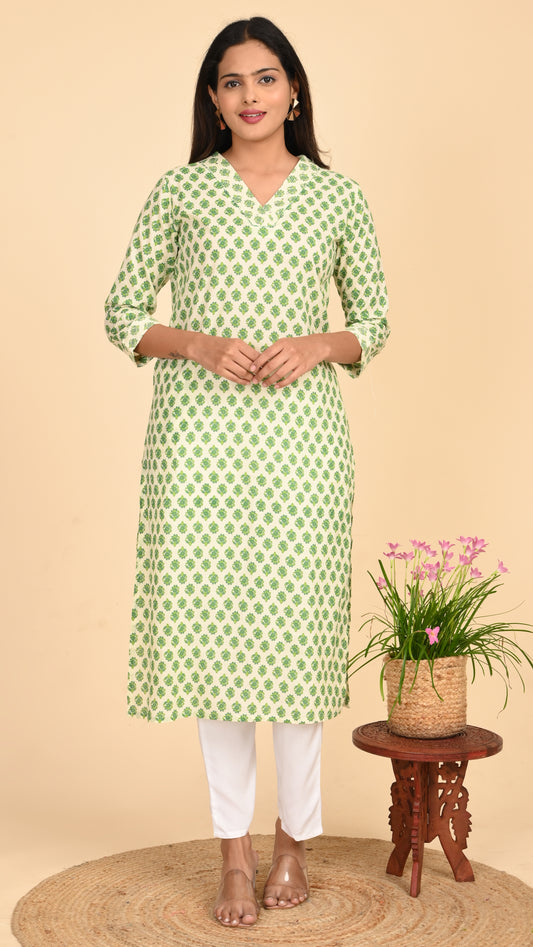 Avni Fresh Leaf Straight Kurti
