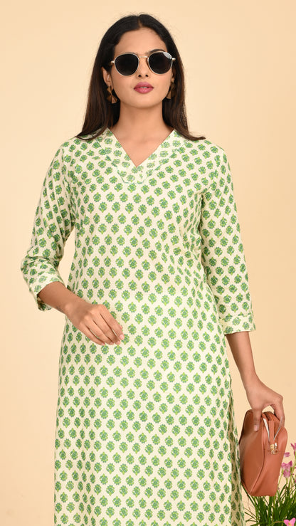 Avni Fresh Leaf Straight Kurti