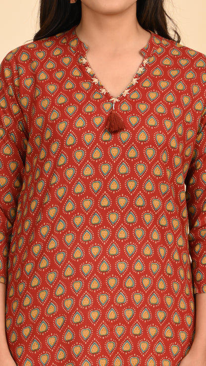 Tanirika Rust Jaal Straight Kurti