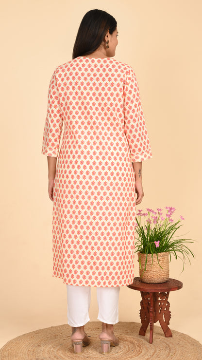 Arohi Rosebud Print V-Neck Kurti