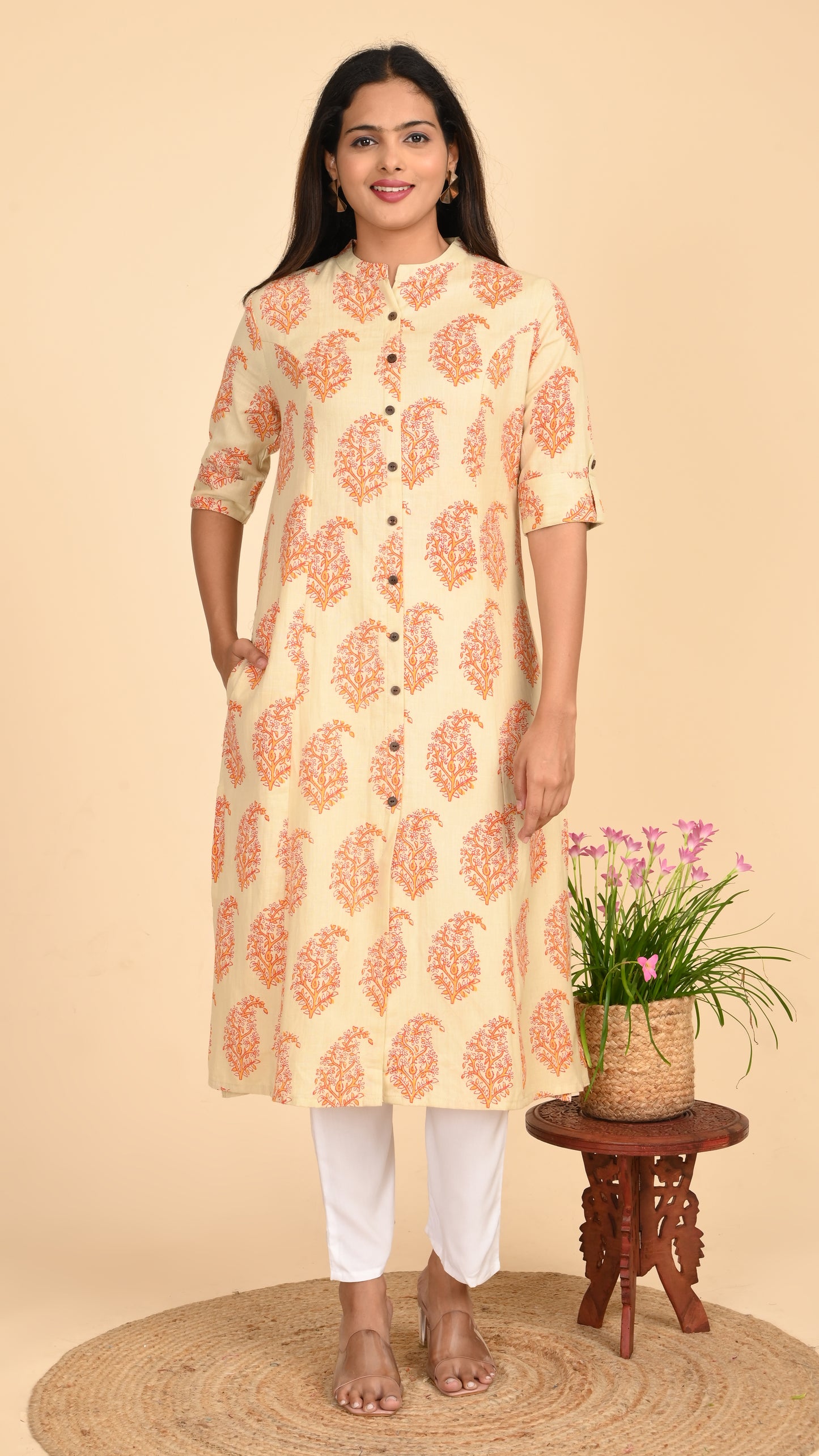Vanya Buti Block Print Shirt Kurti