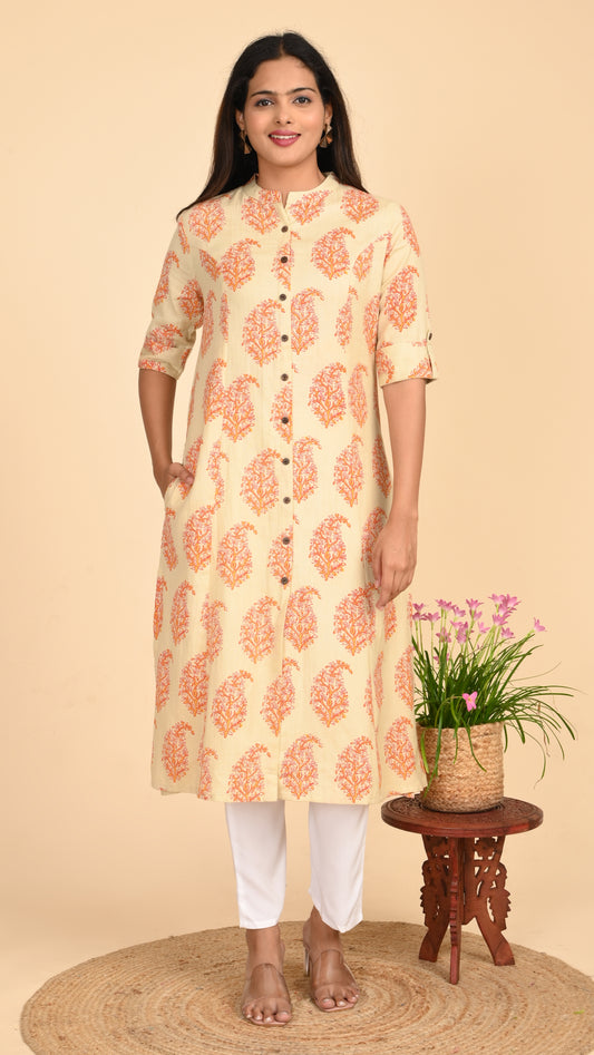 Vanya Buti Block Print Shirt Kurti