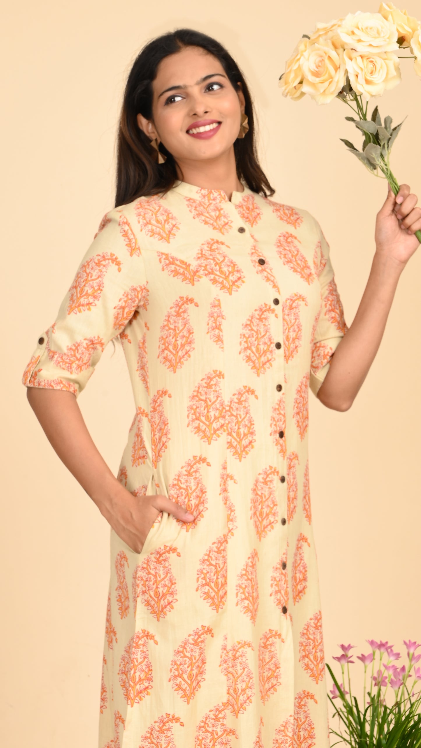 Vanya Buti Block Print Shirt Kurti