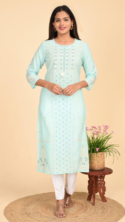 Noor Sky Embroidered Kurti