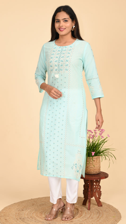 Noor Sky Embroidered Kurti