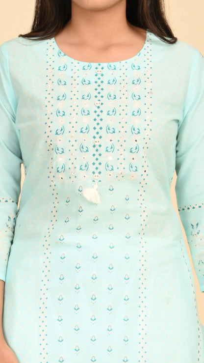 Noor Sky Embroidered Kurti