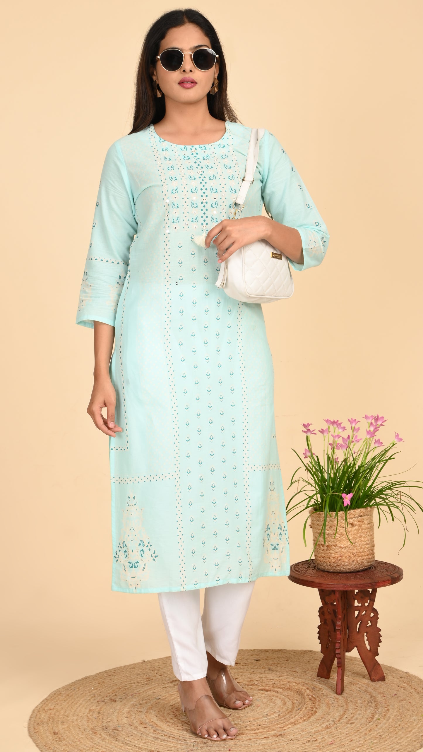 Noor Sky Embroidered Kurti