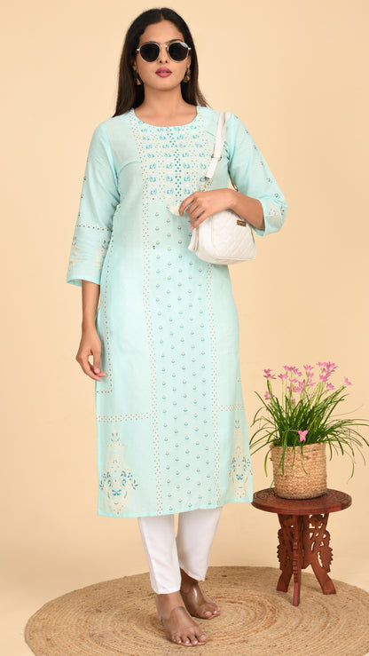 Noor Sky Embroidered Kurti