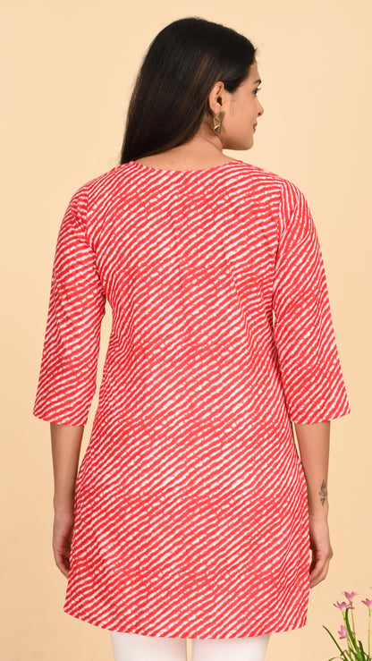 Taamara Scarlet Stripes Short Kurti Top