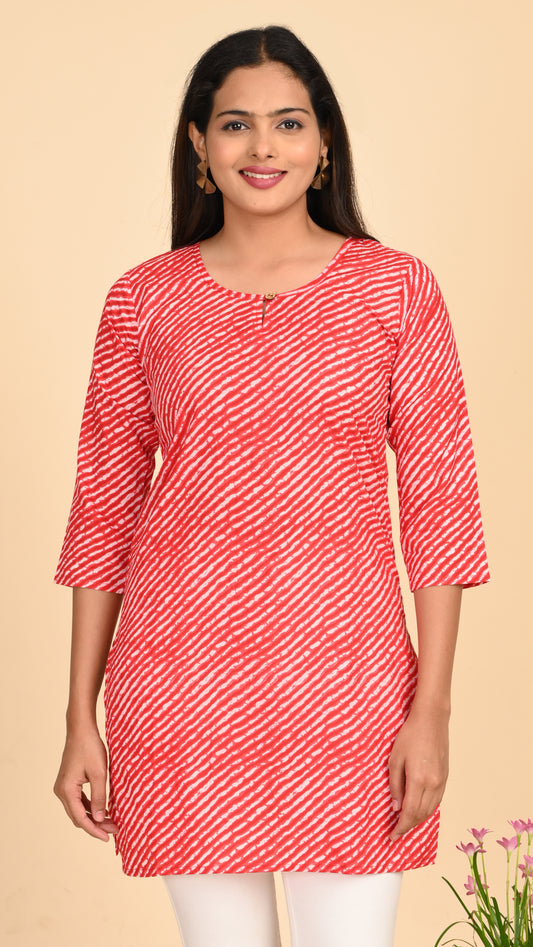Taamara Scarlet Stripes Short Kurti Top