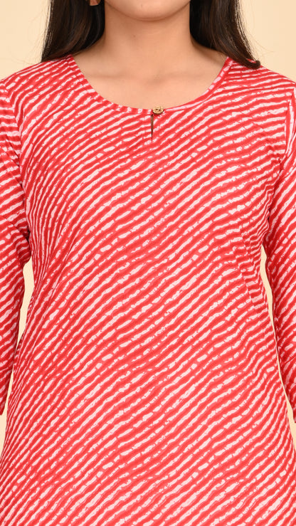 Taamara Scarlet Stripes Short Kurti Top