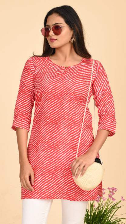 Taamara Scarlet Stripes Short Kurti Top