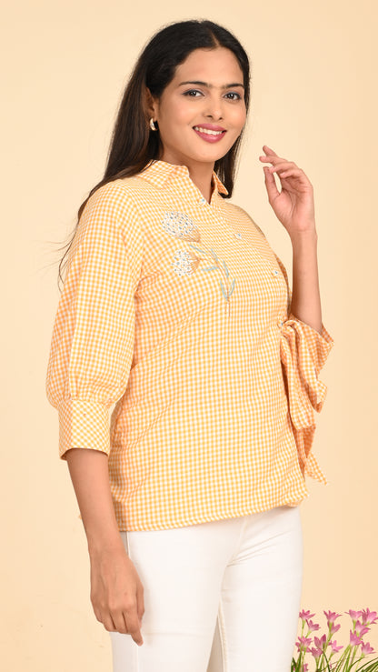 Meher Marigold Wrap Short Kurti Top