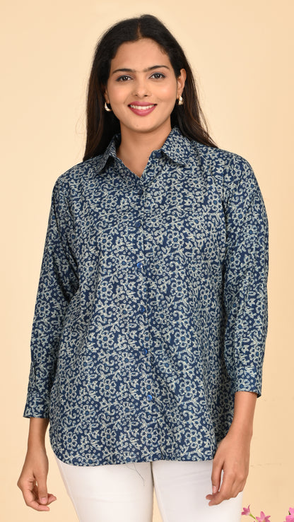 Ira Indigo Garden Short Kurti Top