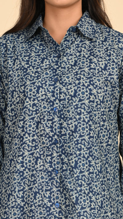 Ira Indigo Garden Short Kurti Top