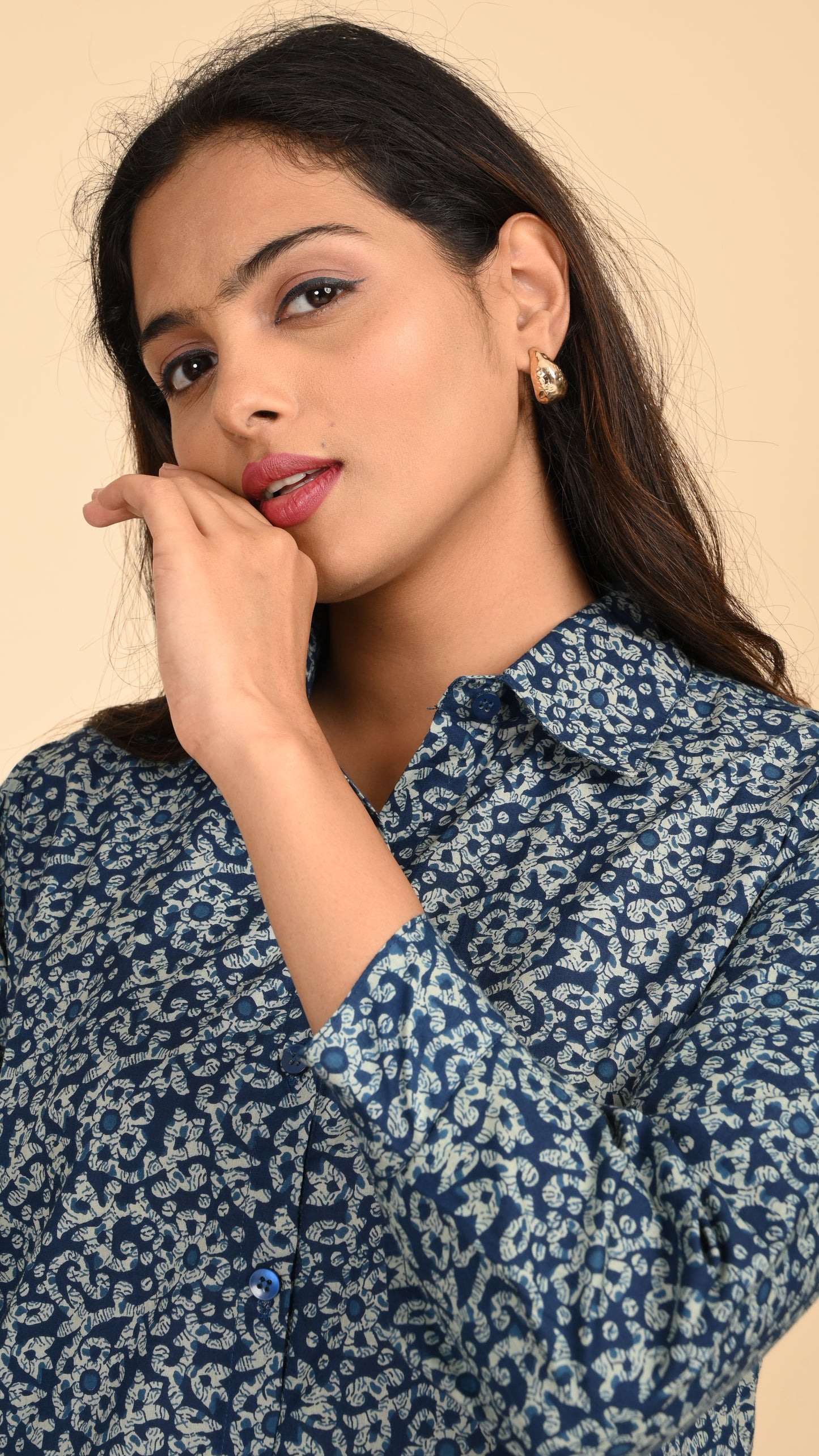 Ira Indigo Garden Short Kurti Top