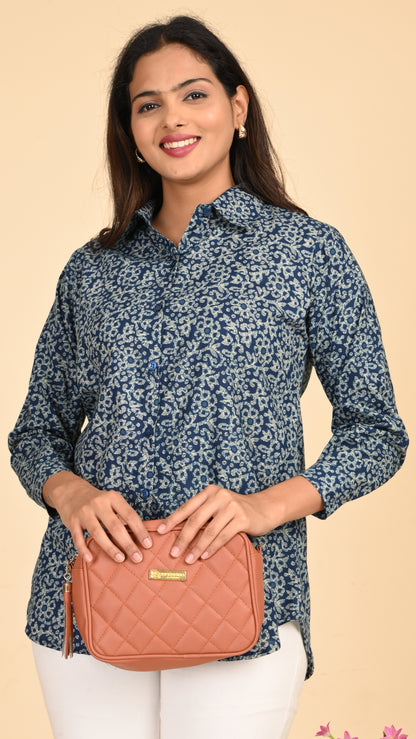 Ira Indigo Garden Short Kurti Top