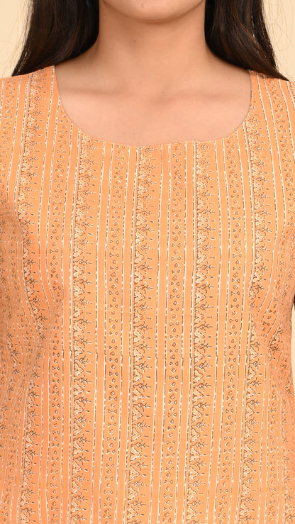 Vriti Peach Stripe Sleeveless Short Kurti Top