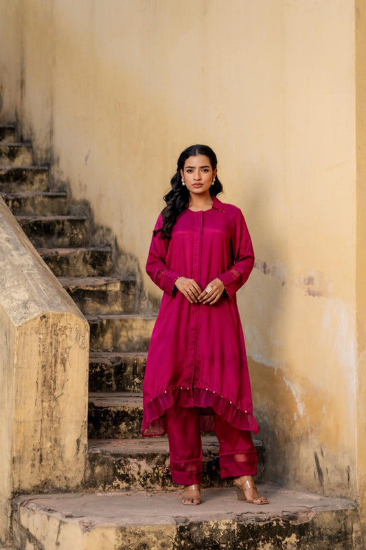 Raatrani Silk Kurti Pant Set