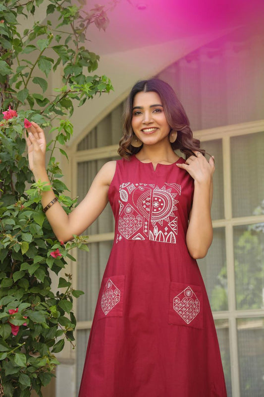 Tara Rust Red Kurti Pant Set