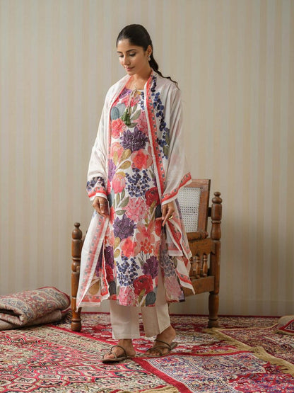Phoolwari Charm Kurti Pant Dupatta Set Suit