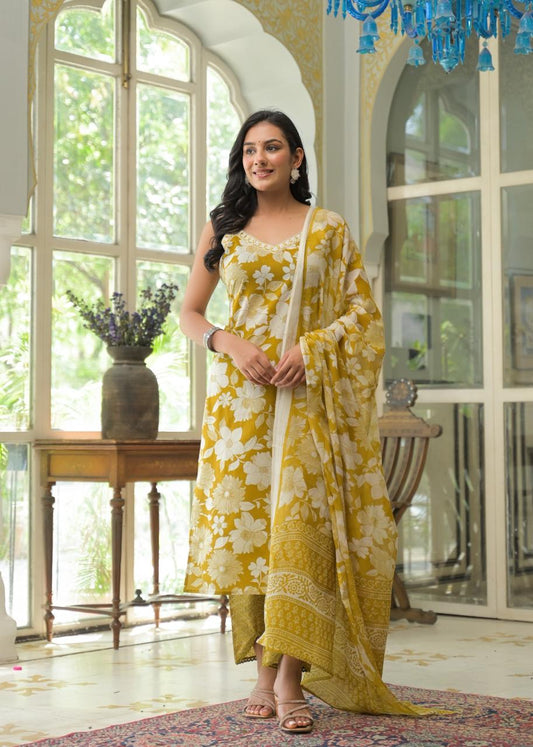 Gulnaar Sunshine Kurti Pant Dupatta Set Suit