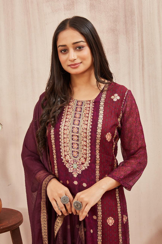 Zareen Zulf Embroidered Kurti Pant Dupatta Set Suit