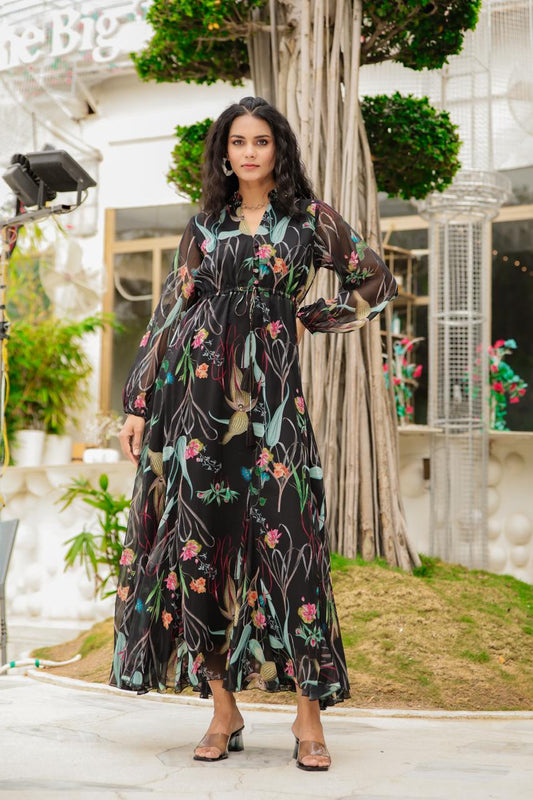 Florelle Noir Midi Dress