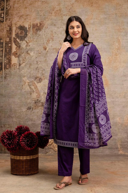 Gulnaar Grape Kurti Pant Dupatta Set Suit