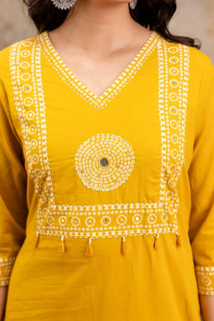 Gulnaar Mustard Kurti Pant Dupatta Set Suit