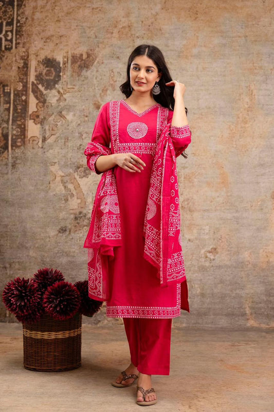 Gulnaar Rose Kurti Pant Dupatta Set Suit