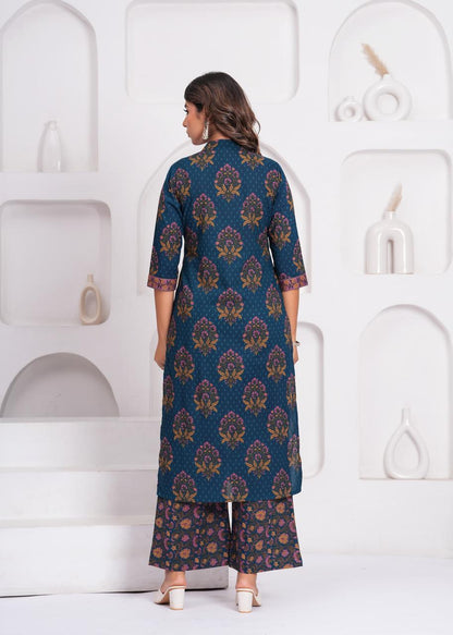 Aarvi Teal Kurti Pant Dupatta Set Suit