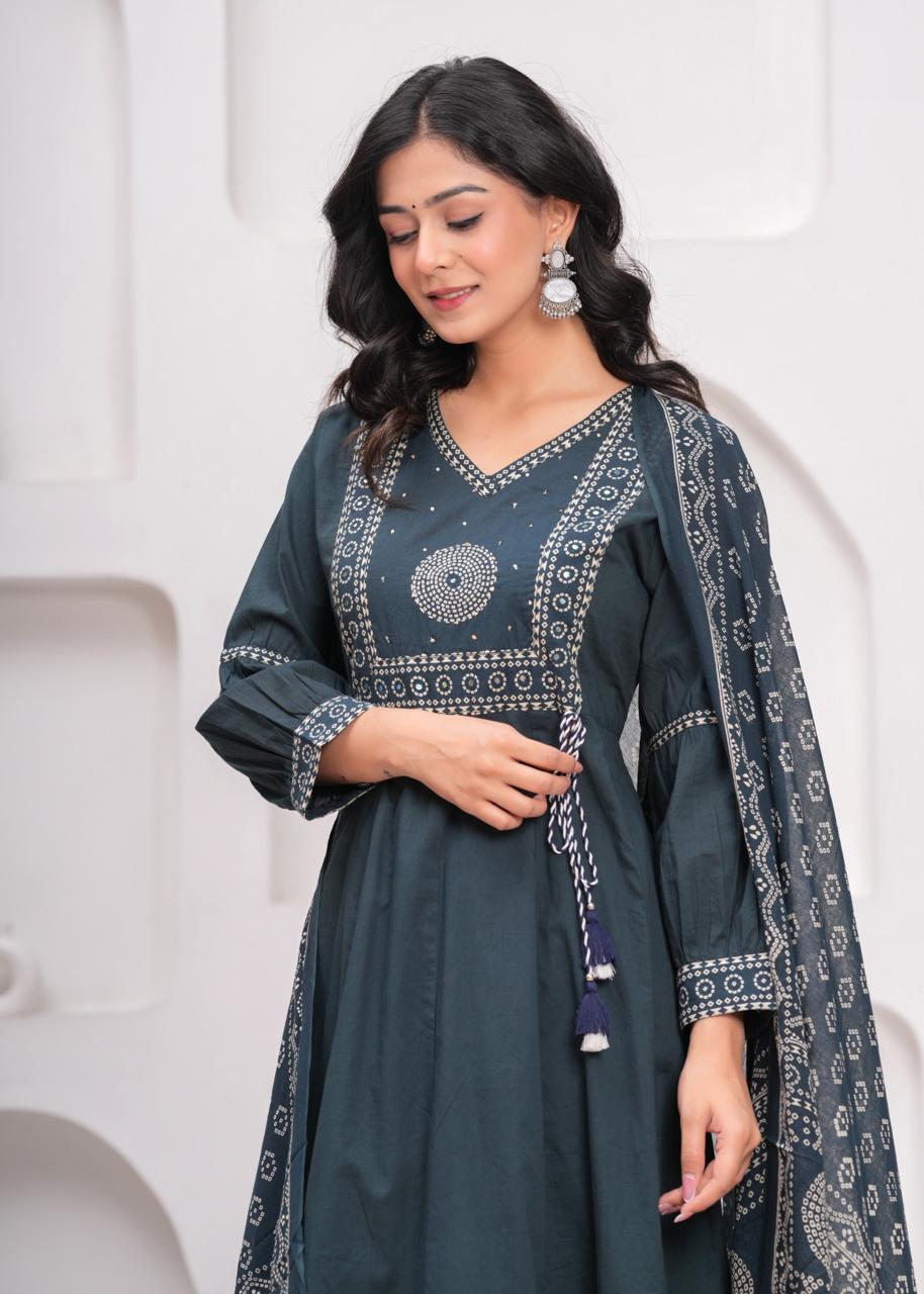 Gulnaar Midnight Kurti Pant Dupatta Set Suit