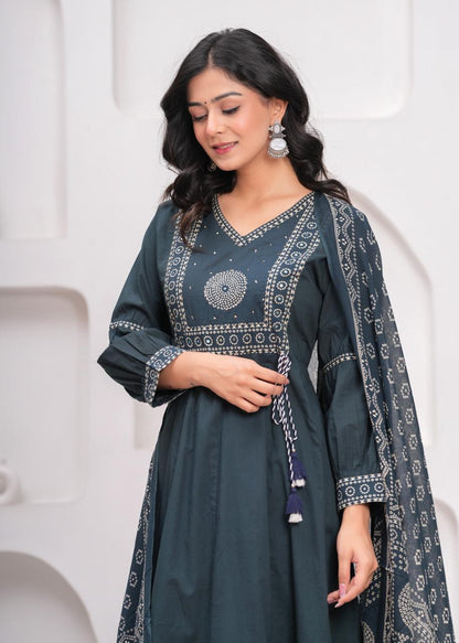 Gulnaar Midnight Kurti Pant Dupatta Set Suit